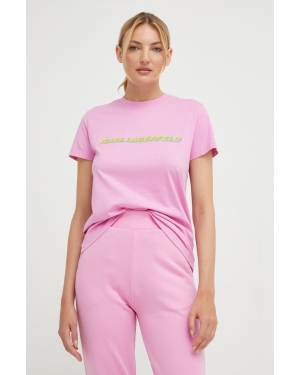 Karl Lagerfeld t-shirt bawełniany 225W1701 kolor różowy