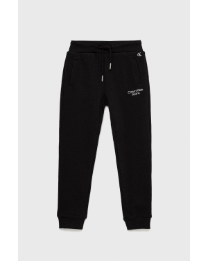 Calvin Klein Jeans spodnie dresowe dziecięce IB0IB01282.9BYY kolor czarny melanżowe