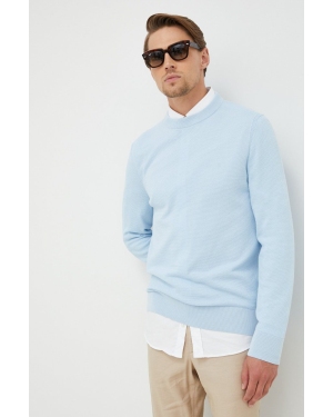 BOSS sweter bawełniany męski kolor niebieski lekki