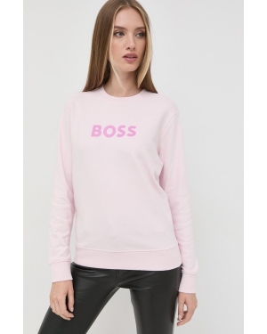 BOSS bluza bawełniana 50468357 damska kolor różowy z nadrukiem 50468357
