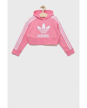 adidas Originals bluza dziecięca kolor różowy z kapturem z aplikacją
