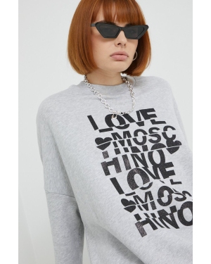 Love Moschino bluza bawełniana damska kolor szary melanżowa