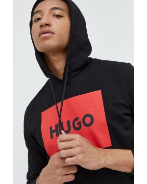 HUGO bluza bawełniana męska kolor czarny z kapturem 50473168