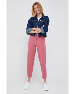 Tommy Hilfiger spodnie damskie kolor różowy gładkie