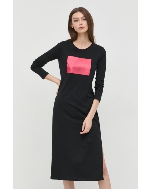 Armani Exchange sukienka bawełniana 6LYA75.YJ8QZ kolor czarny midi prosta