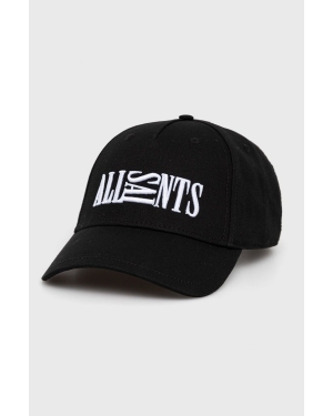 AllSaints czapka bawełniana kolor czarny z aplikacją