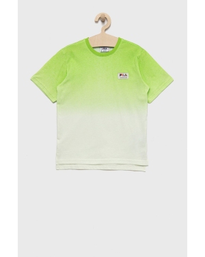 Fila t-shirt bawełniany dziecięcy kolor zielony wzorzysty