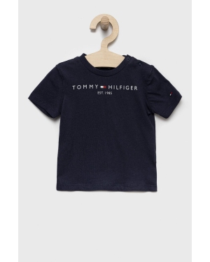 Tommy Hilfiger t-shirt bawełniany dziecięcy kolor granatowy z nadrukiem KS0KS00210