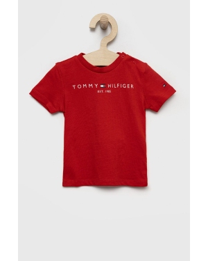 Tommy Hilfiger t-shirt bawełniany dziecięcy kolor czerwony z nadrukiem KS0KS00210
