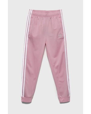 adidas Originals spodnie dresowe dziecięce kolor różowy z aplikacją