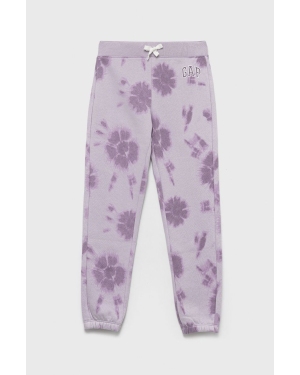 GAP spodnie dresowe dziecięce kolor fioletowy wzorzyste