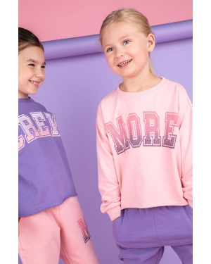 Coccodrillo bluza bawełniana dziecięca kolor różowy z nadrukiem