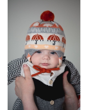 Reima czapka z domieszką wełny dziecięca kolor pomarańczowy z grubej dzianiny z domieszką wełny
