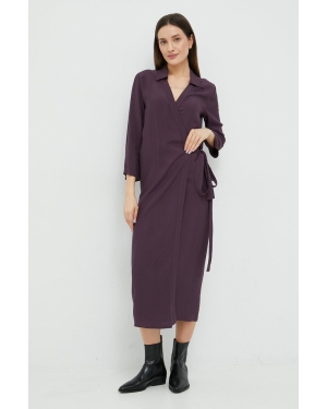 Sisley sukienka kolor fioletowy maxi prosta