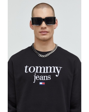 Tommy Jeans bluza męska kolor czarny z kapturem z aplikacją