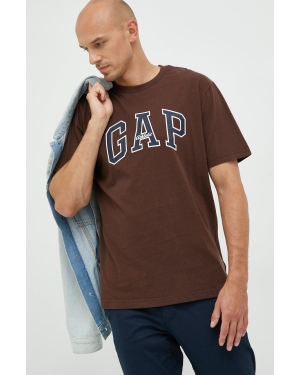 GAP t-shirt bawełniany kolor brązowy gładki