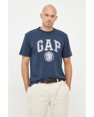 GAP t-shirt bawełniany kolor granatowy z nadrukiem