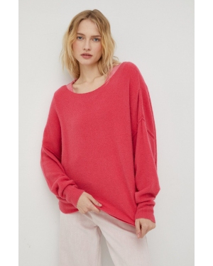 American Vintage sweter z domieszką wełny PULL ML COL BATEAU kolor różowy DAM225