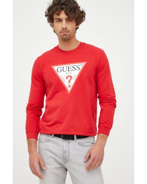 Guess bluza męska kolor czerwony z nadrukiem