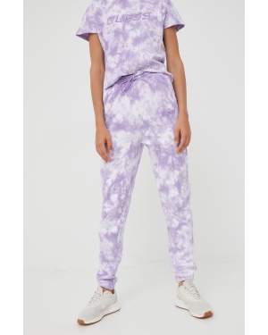 Guess spodnie dresowe bawełniane damskie kolor fioletowy wzorzyste