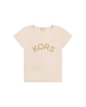 Michael Kors t-shirt bawełniany dziecięcy kolor beżowy