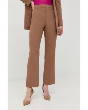 Bardot spodnie damskie kolor brązowy proste high waist