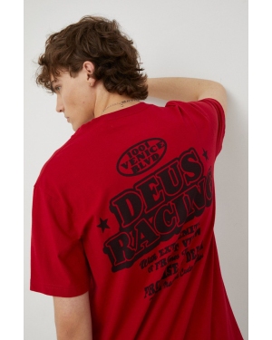 Deus Ex Machina t-shirt bawełniany kolor czerwony z nadrukiem