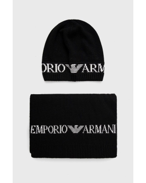 Emporio Armani czapka i szalik z domieszką wełny kolor czarny