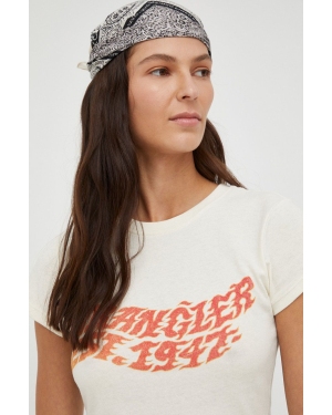 Wrangler t-shirt bawełniany kolor beżowy