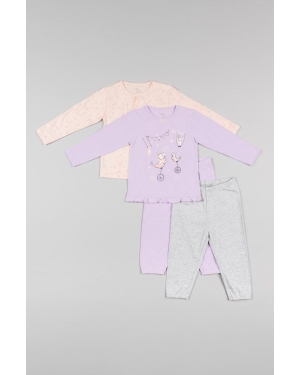 zippy piżama bawełniana dziecięca kolor fioletowy wzorzysta