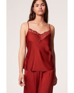 Etam top piżamowy SUNFLOWER - CARACO kolor czerwony satynowa