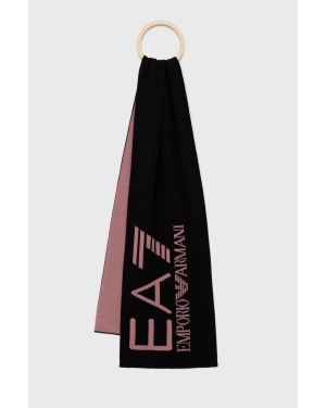 EA7 Emporio Armani szalik damski kolor czarny wzorzysty