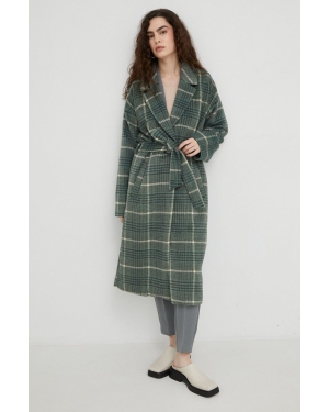 Bruuns Bazaar płaszcz damski kolor zielony przejściowy oversize