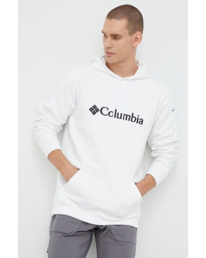 Columbia bluza CSC Basic Logo męska kolor biały z kapturem z nadrukiem 1681664