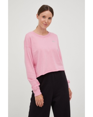 Dkny bluza damska kolor różowy z aplikacją
