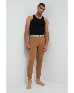 Tommy Hilfiger spodnie piżamowe męskie kolor brązowy gładka