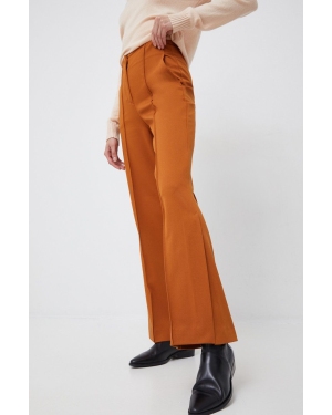 United Colors of Benetton spodnie damskie kolor brązowy dzwony high waist