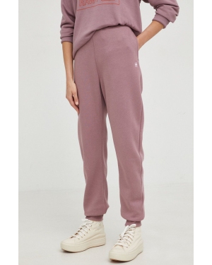 G-Star Raw spodnie dresowe damskie kolor fioletowy gładkie