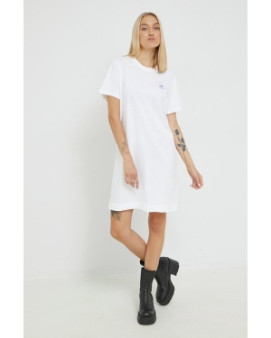 adidas Originals sukienka bawełniana kolor biały mini prosta
