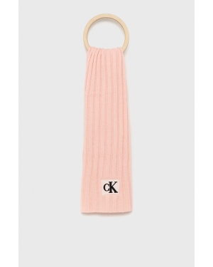 Calvin Klein Jeans szalik dziecięcy kolor różowy gładki