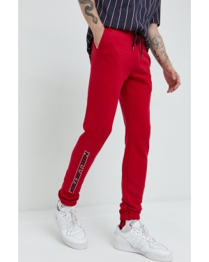 Hollister Co. spodnie dresowe męskie kolor czerwony z nadrukiem