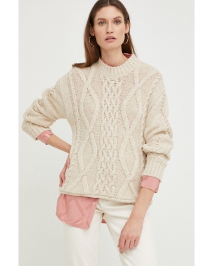 Answear Lab sweter z wełną damski kolor beżowy ciepły