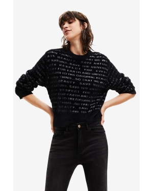 Desigual sweter damski kolor czarny lekki