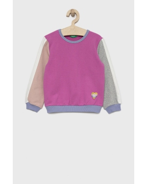 United Colors of Benetton bluza dziecięca kolor fioletowy gładka