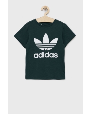 adidas Originals t-shirt bawełniany dziecięcy kolor zielony