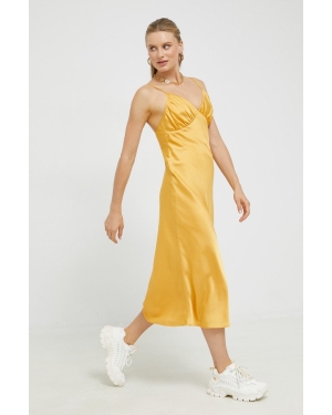 Abercrombie & Fitch sukienka kolor pomarańczowy midi prosta