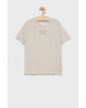 Abercrombie & Fitch t-shirt dziecięcy kolor beżowy z aplikacją