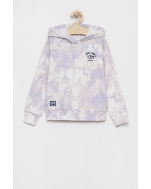 Abercrombie & Fitch bluza dziecięca kolor fioletowy z kapturem wzorzysta