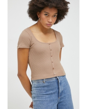 Hollister Co. t-shirt damska kolor beżowy