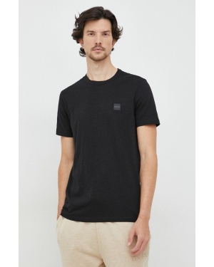 BOSS t-shirt bawełniany BOSS ORANGE kolor czarny gładki